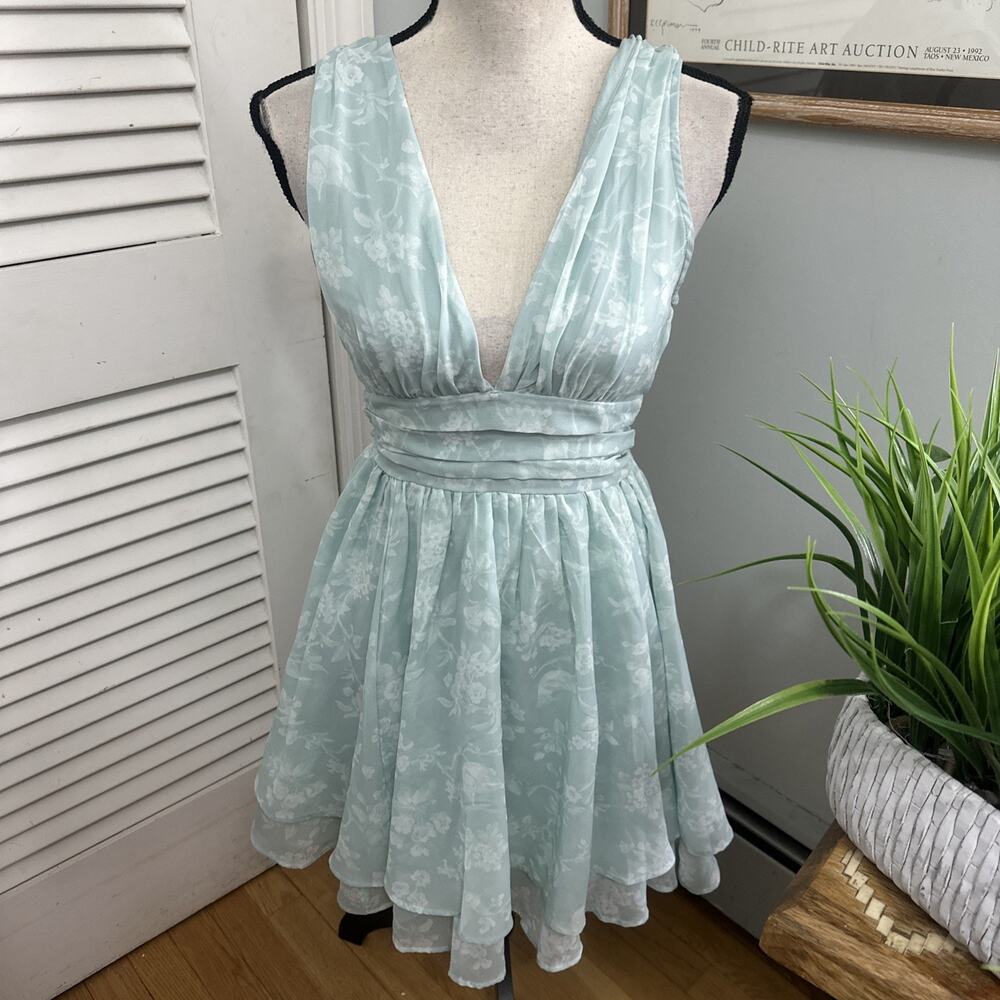 Abercrombie & Fitch Dress Womens XST Mint Green Mini Babydoll Romantic Spring